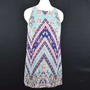 A. Byer Lined Blue Floral Sleeveless Dress Size Large